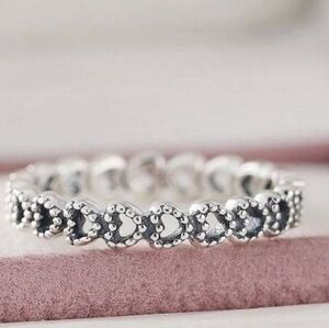 Italian 925 Sterling Silver Heartlink Diamond Cut Ring